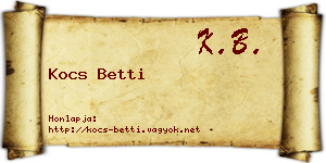 Kocs Betti névjegykártya